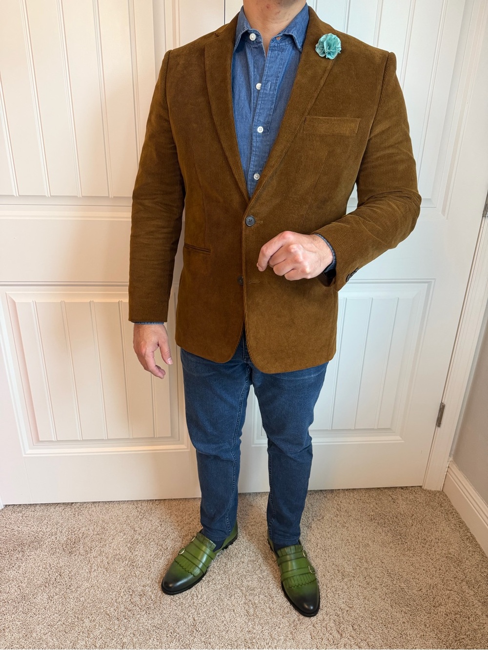 Tobacco Brown Corduroy Sport Coat APT.9 | Slim Fit | Cotton Stretch | 40R
